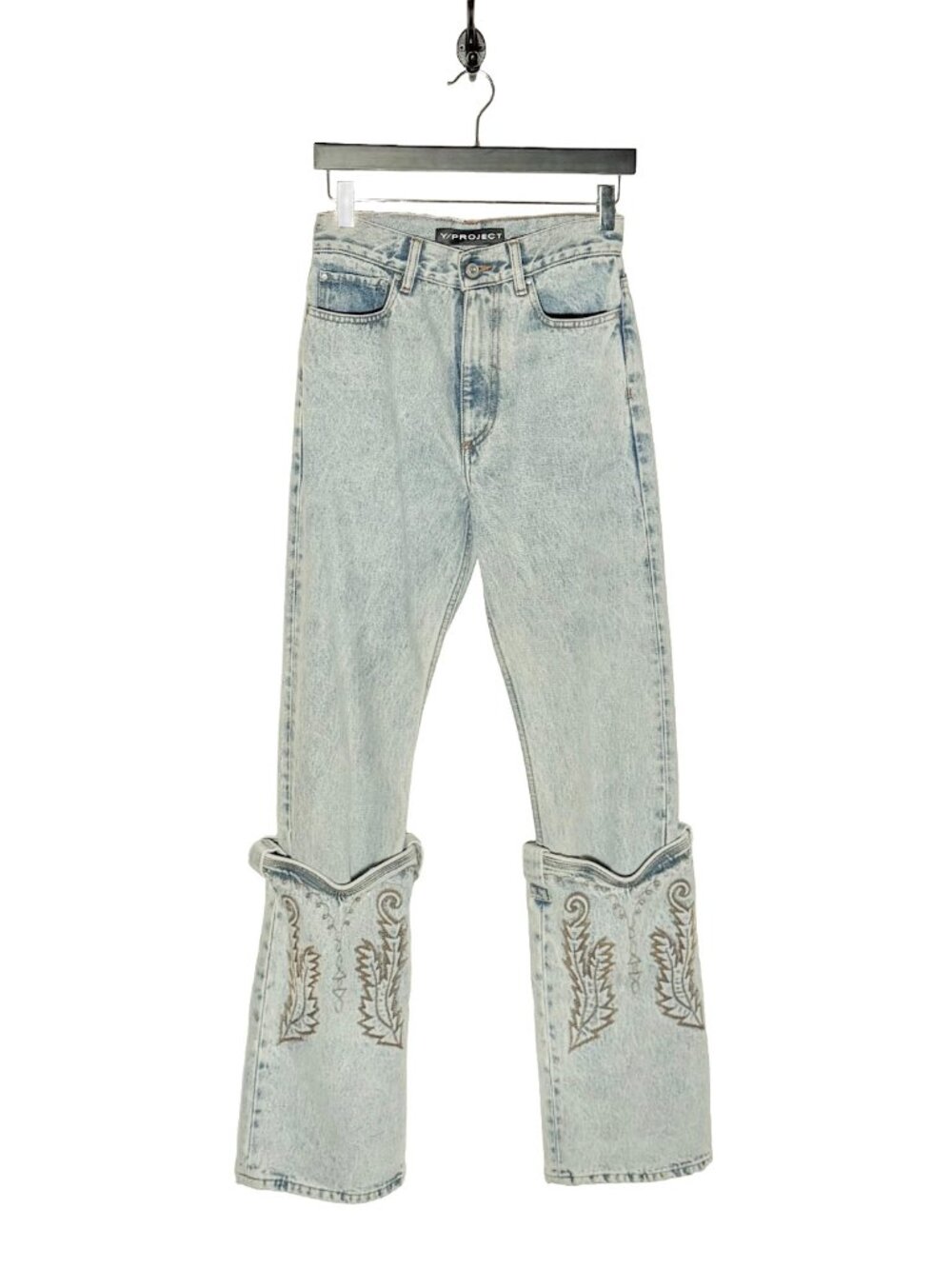 Y/Project Washed Blue Cowboy Cuffed Jeans